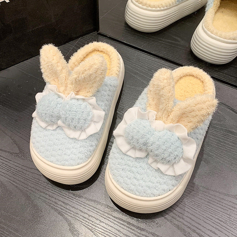 High Heel Cotton Slippers Women's Cartoon Cute Rabbit