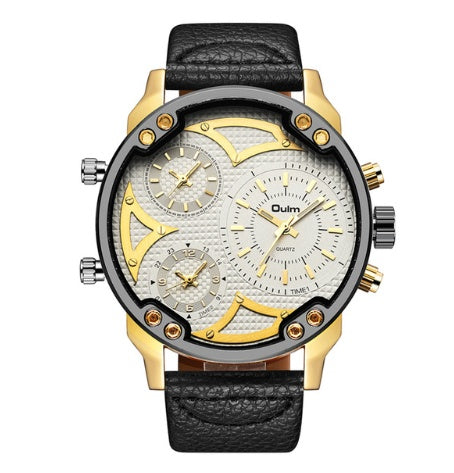 OULM 3548A domineering round quartz watch three movement large dial men's watch