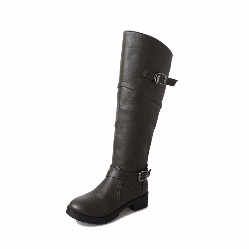 Women's shoes with large belt buckle and Knee Boots