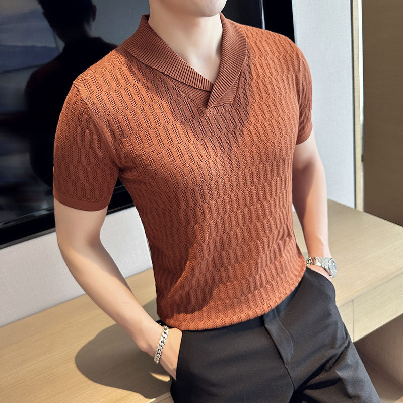 Hollow Lapel Pullover Short-sleeved Clothes