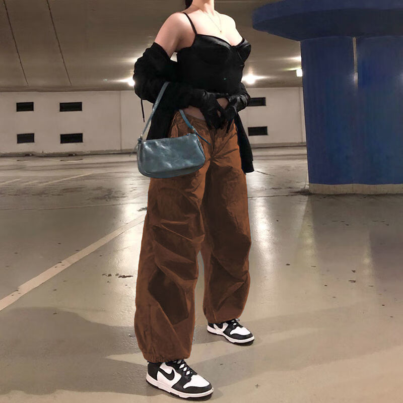 American Street Style Loose Drawstring Waist Wrapped Work Dress Leggings