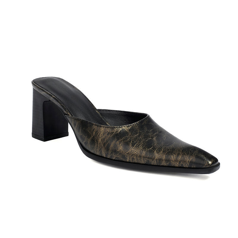 Retro British-style Square-toe High-heeled Outdoor Womens Sandals