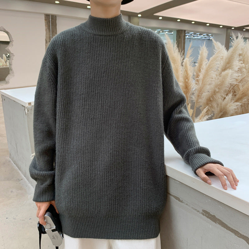 Autumn And Winter Men's Crewneck Sweater Men's Loose Plus Velvet