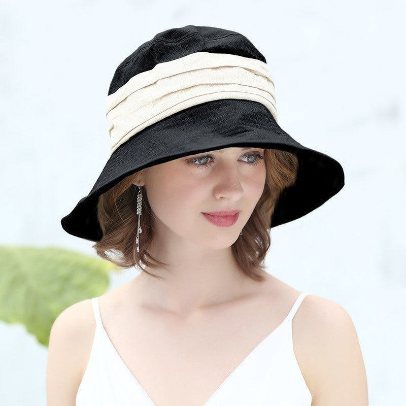 Contrasting Color Literary Hat Travel Foldable Hat