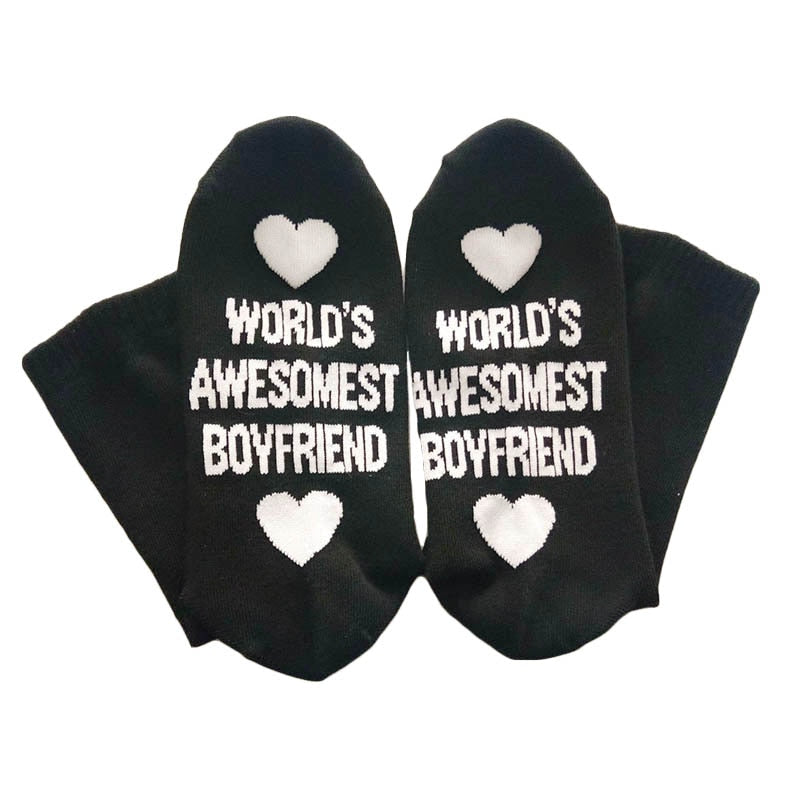 Unisex Men Women Cotton Socks Printing Letter Funny Socks For Boyfriend Girlfriend Valentine's Day Gift