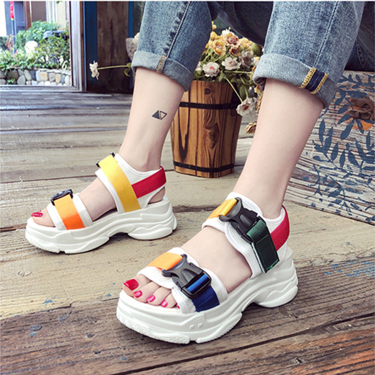 Korean Color Block Platform Platform Shoes