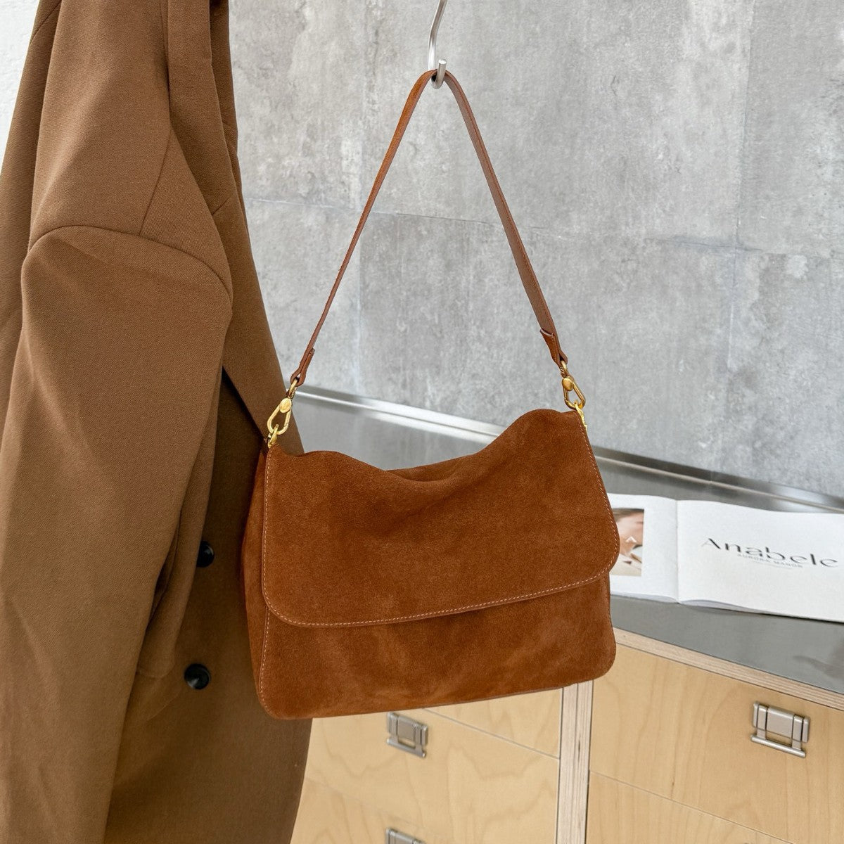 Fragrant Consort Velvet Womens Genuine Leather Shoulder Crossbody Bag