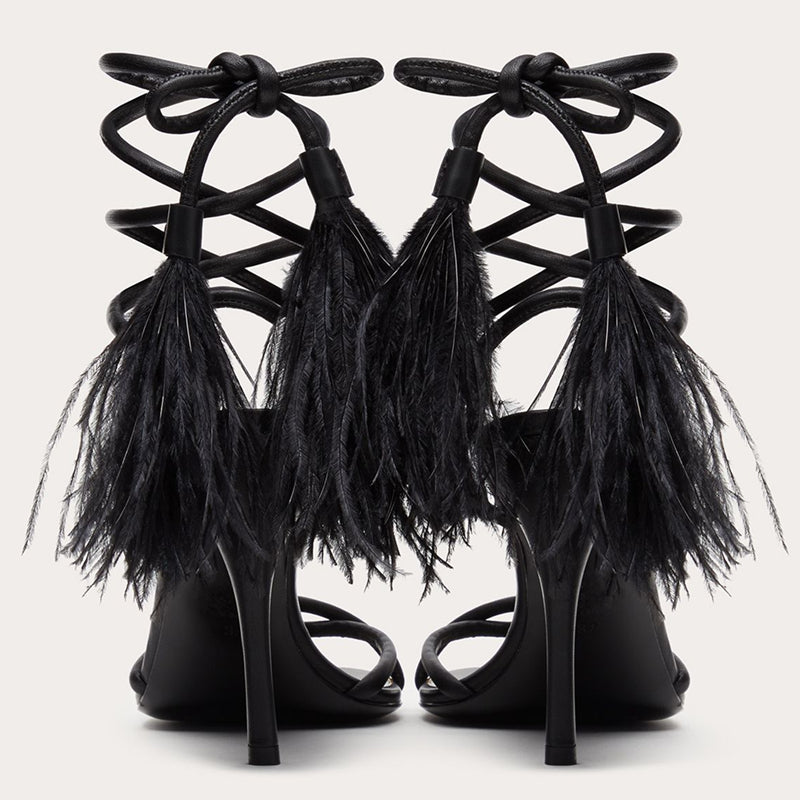 Lace-up Feather Versatile One-Line Roman Sandals