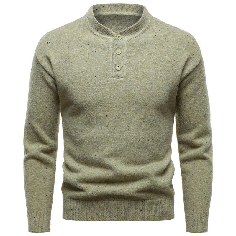 Henry Sweater til Mænd med Høj Krave og Snefnugprikket Design