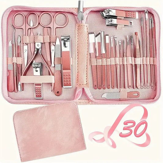 30-piece Stainless Steel Nail Beauty Tool Set
