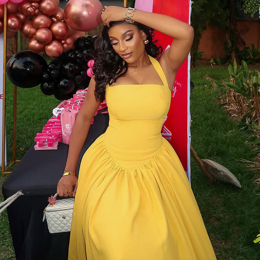 Elegant Commuter Fit-and-Flare Pleated Sleeveless Dress