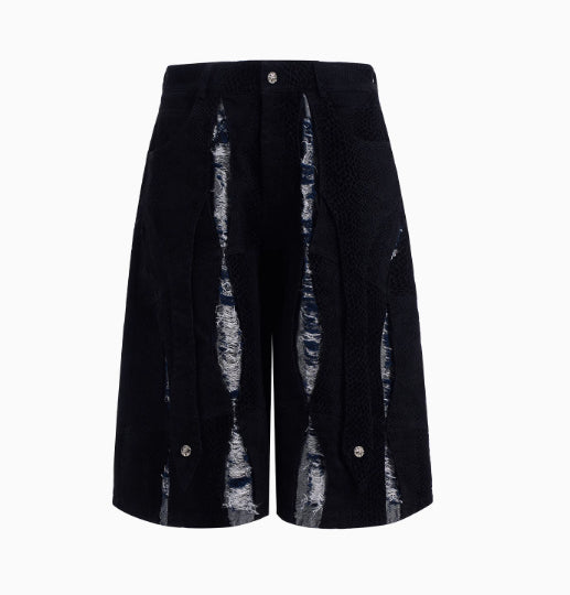 Cut Scratch Snake Print Hooded Jacket