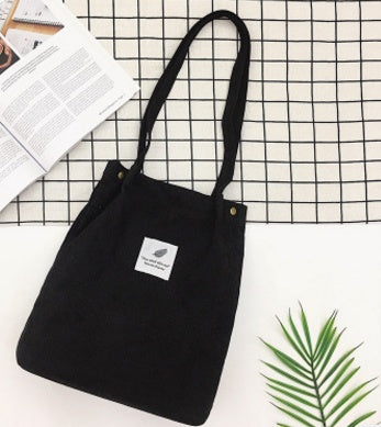 Summer literary small corduroy canvas bag simple tide female hand shoulder bag