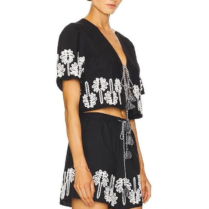 Womens New Elegant & Sophisticated High-Waisted Printed Casual Fashion Set