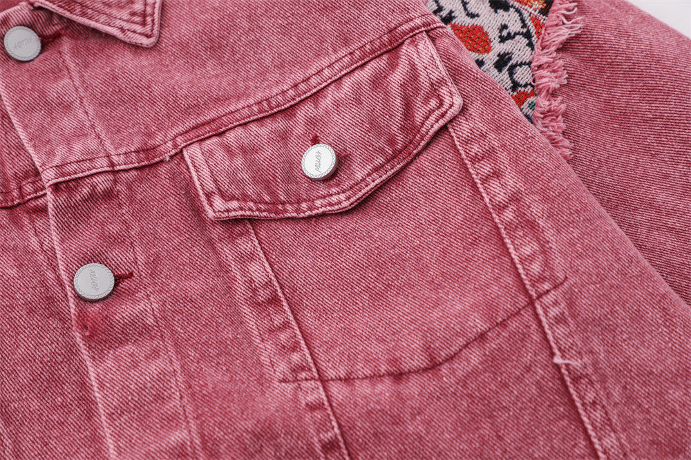 Heavy Industry Washed And Worn Stitching Edging Denim Jacket