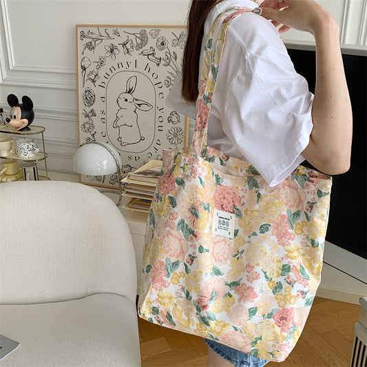 Tote Large Capacity Fashion Floral Canvas Shoulder Bag