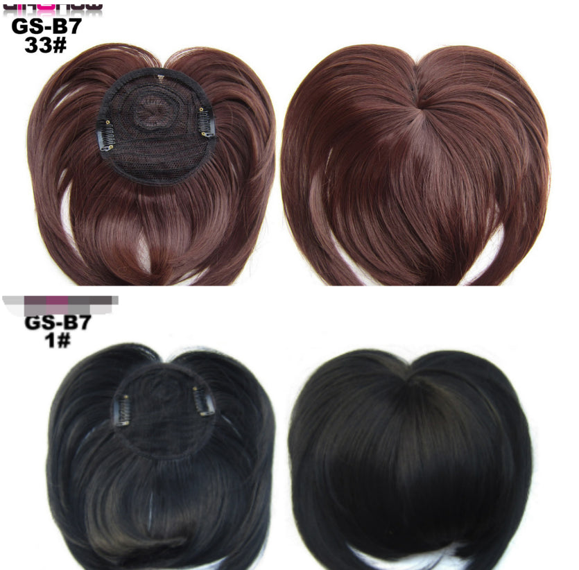 High Temperature Silk Chemical Fiber Wig Top Heart Bangs, Peach Heart Bangs On The Top Of TheHead