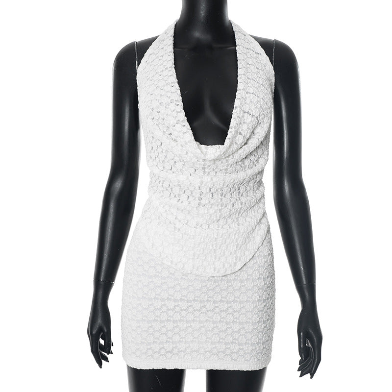 Sleeveless Backless Top With Bodycon Skirt Two-piece Set