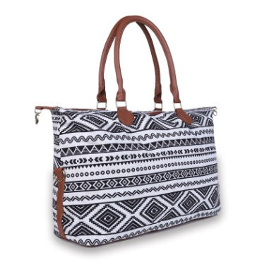 Women's Fashion Leopard Print Black And White Check Handbag Travel Bag