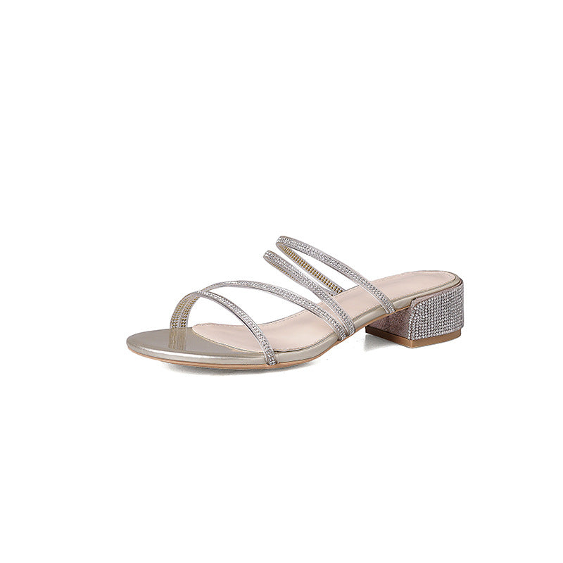 Summer Soft Bottom Fashion Thick Heel Roman Outer Wear Sandals And Slippers Women