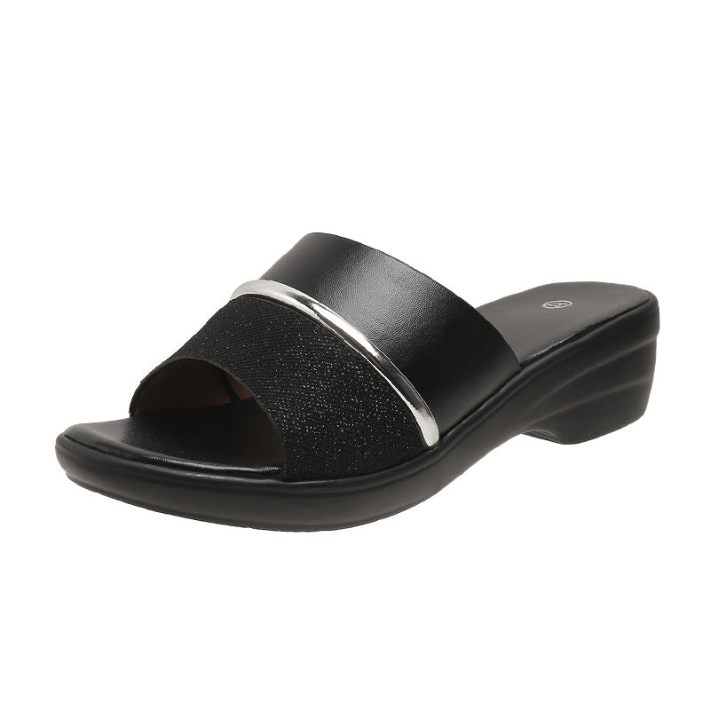Plus Size Female Slippers Chunky Heel Light