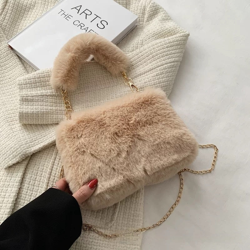 Square Plush Portable Fashion Simple Chain Bag Single-shoulder Bag