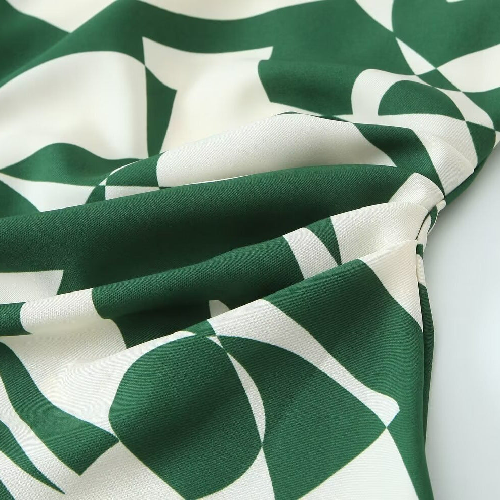 Women's Printed Green Floral Pattern Dress