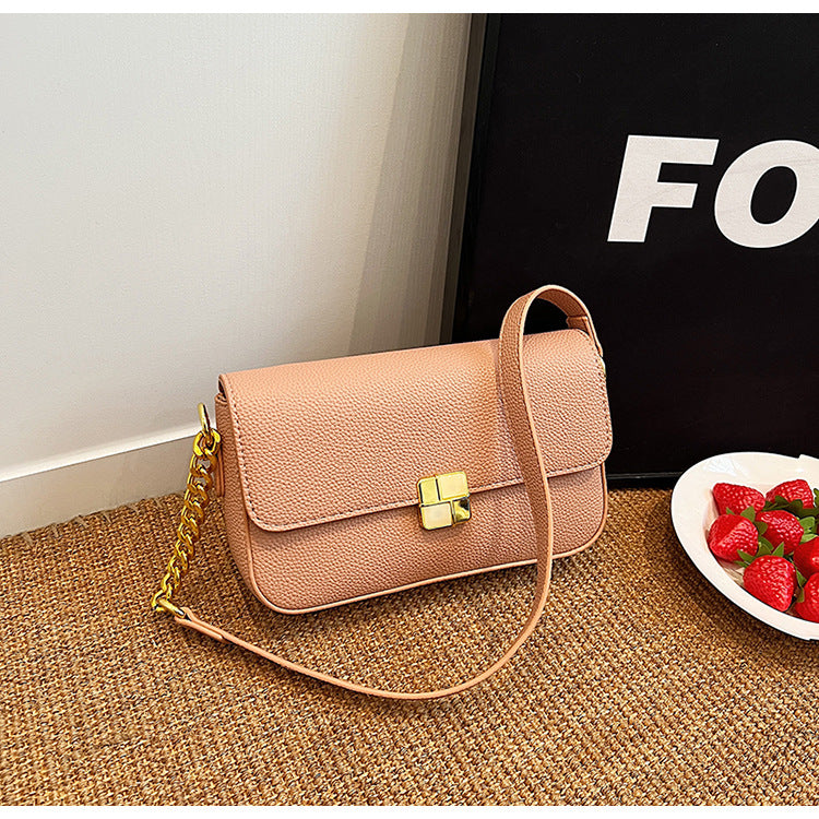 Simple Chain Small Square Western Style Hardware Decoration Hand Shoulder Bag