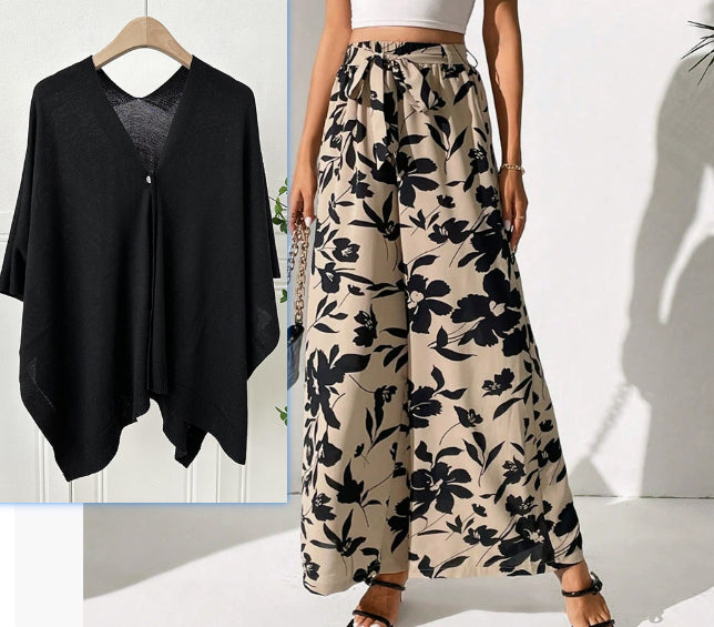 Summer New Fashion Lace-up High Waist Wide Leg Pants