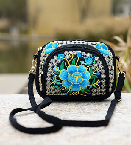 Embroidered Canvas Bag Fashion Ladies Slung