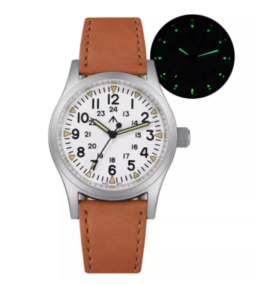 Militærur i retrostil med quartz-sekundviser