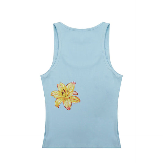 American Hot Girl Floral Print I-shaped Camisole