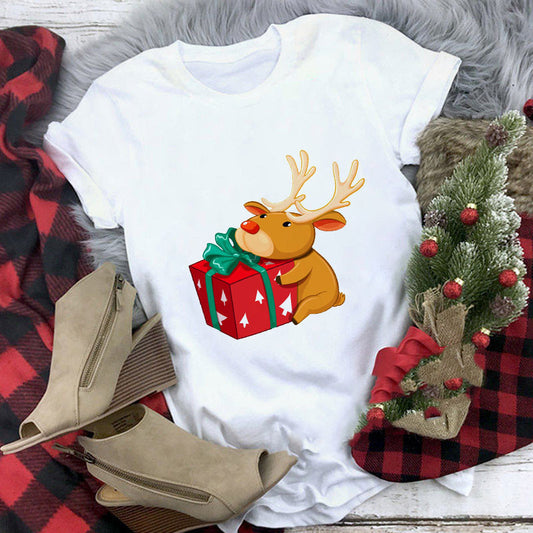 Christmas T-shirt Women's Summer Plus Size With Short Sleeves
