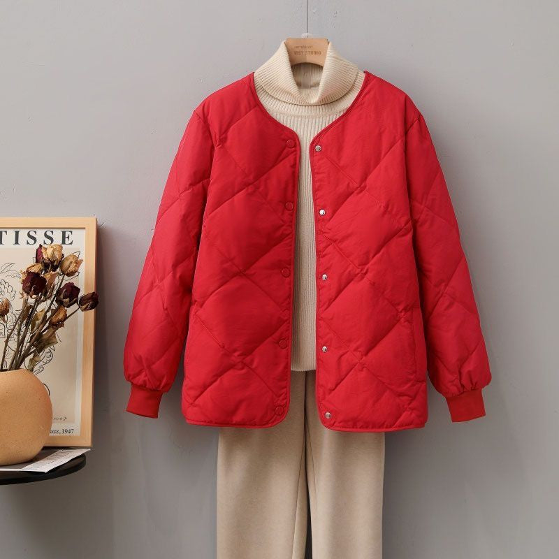 Rhombus Down Jacket Women's Short Coat