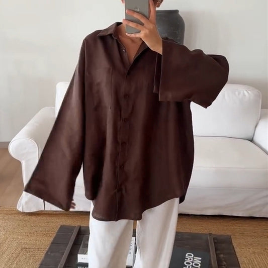 Stylish Loose-fitting Long-sleeve Womens Blouse