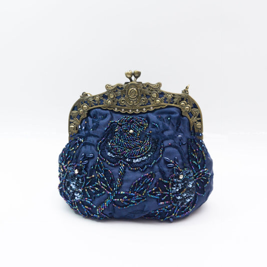 Rose Embroidered Sequins Embroidered Beads Dinner Bag Vintage