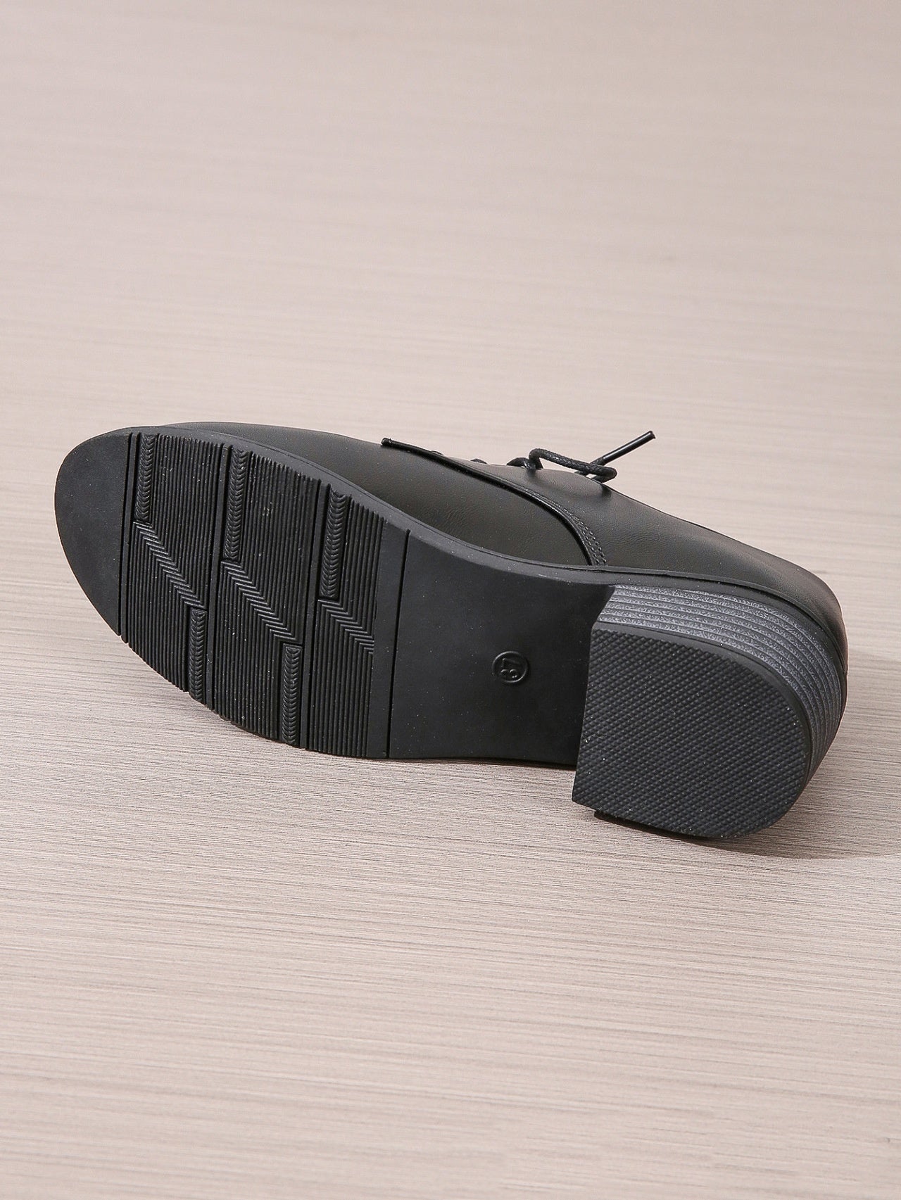 Work Black Professional Soft Sole Leather Thick Heel Women's Shoes
