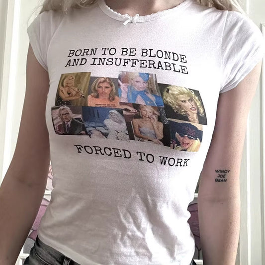 Womens Arrival Crew-Neck T-Shirt With Letter Print