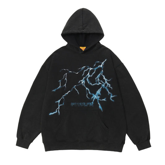 American Style Hip Hop Washed Oversize Hooded Sweater For Men
