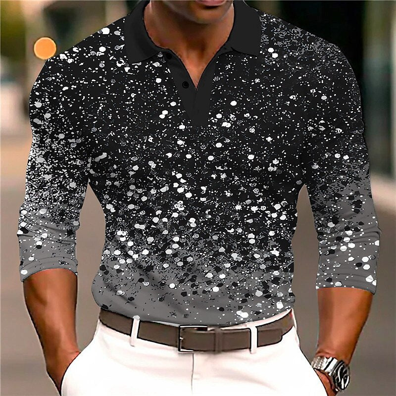 Europæiske og amerikanske afslappede mænds 3D-printede poloshirt til udendørs fritid dagligt