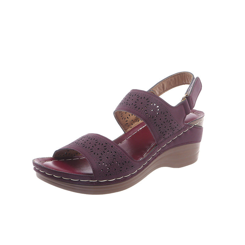 European And American Style Hollow Thick Heel Slippers Women