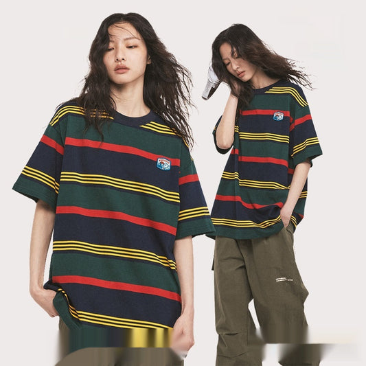 Striped Short-sleeved T-shirt Loose Couple Outfit