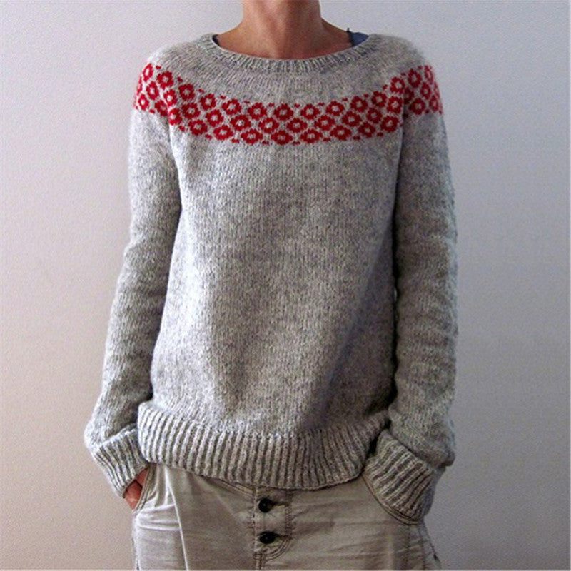 Round Neck Loose Multicolor Pullover Sweater