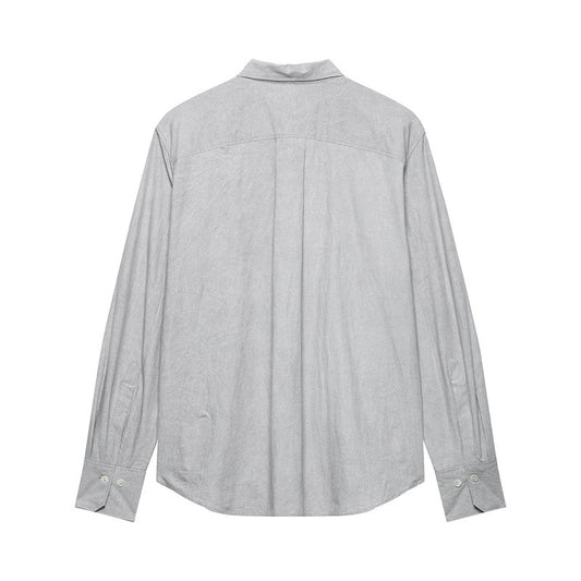 Autumn Solid Color European And American Tuyere Pocket Decoration Shirt