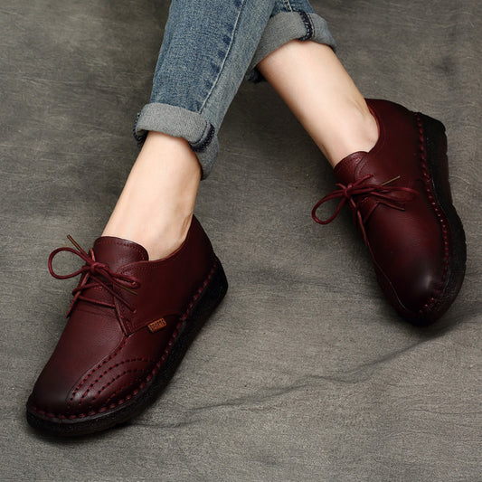 Vintage Mori Women's Leather Handmade Flat Shoes