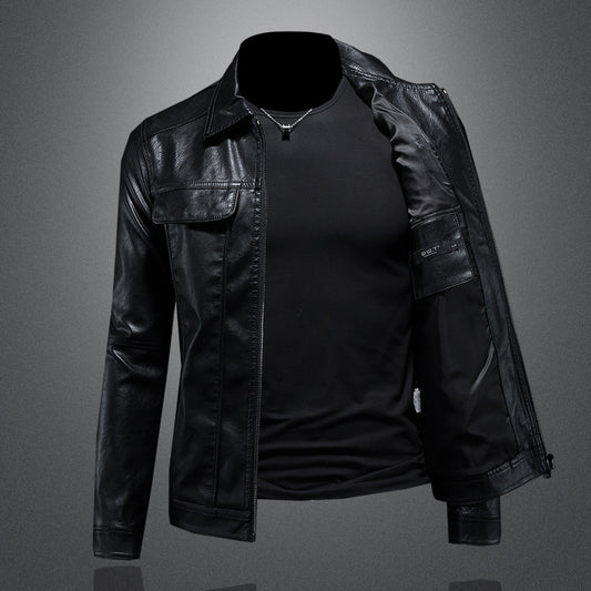 Men's Lapel Biker's Leather Jacket Slim Fit
