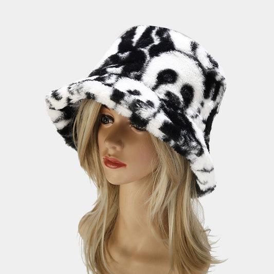 Panda Pattern Plush Female Outdoor Keep Warm Bucket Hat Casual Hat