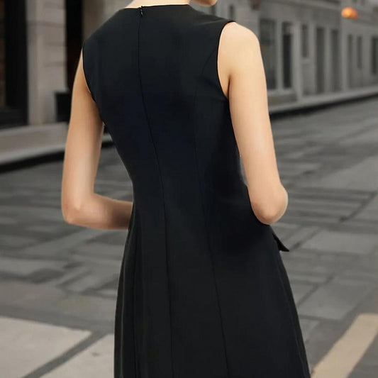 New Womens Solid-color Sleeveless Loose-fit Cropped Dress