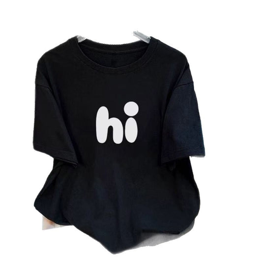 Womens Relaxed Minimalist Short-sleeve Top With A Print