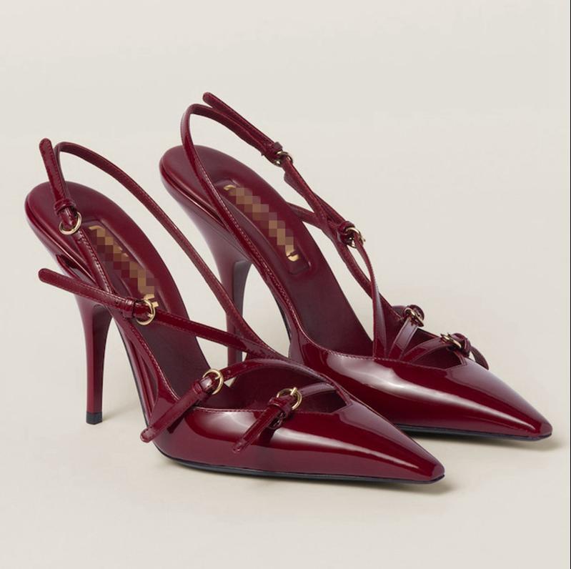 Ankle-strap Stilettos Square Toe High Heel Sandals